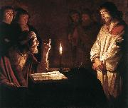 HONTHORST, Gerrit van Christ before the High Priest (detail) sg oil painting